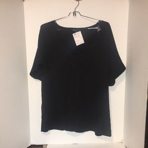 CASULE SEMI SHEER LACE NECK V NECK BLOUSE SIZE 16